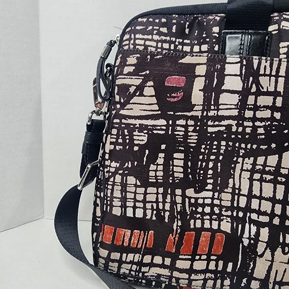 TUMI Abstract Pattern Laptop Bag Nylon Padded Compartments Removable Strap